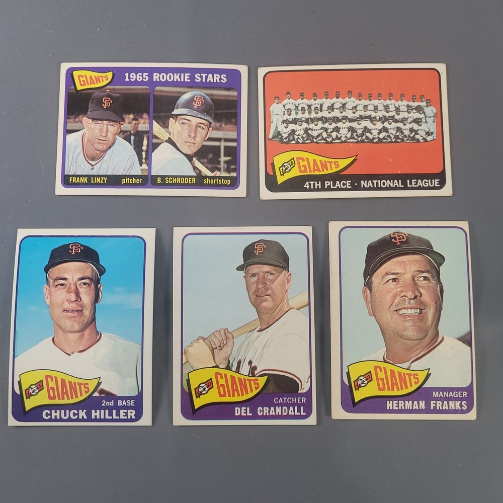 San Francisco Giants Baseball Cards Lot 5 Topps 1965 Vintage Team Rookie Stars